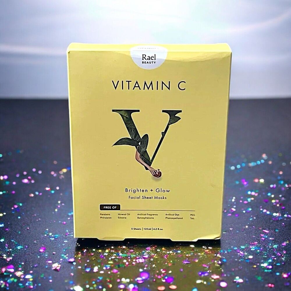 Rael Beauty Set of 5 Vitamin C Brighten+Glow Facial Sheet Masks Face Masks NIB